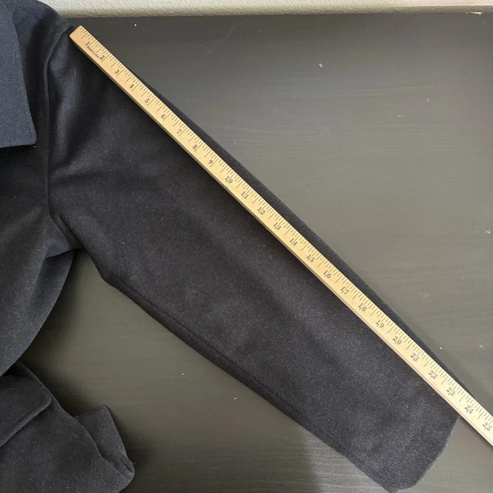 BROOKS BROTHERS‎ Cashmere Blend Coat Medium Wool Black Full Zip Buttons 4 Pocket